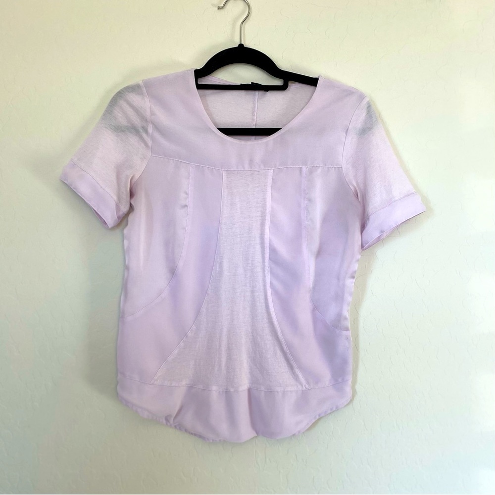 J.Crew Lavender Seamed Panel T-Shirt lightweight blouse top Size XS